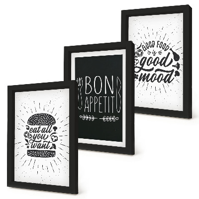 Stenska galerija slik Grafike s slogani o hrani in kulinariki