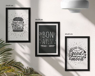 Stenska galerija slik Grafike s slogani o hrani in kulinariki
