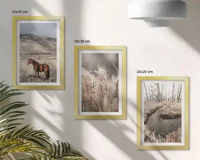 Stenska galerija slik konji v pokrajini s travo in zimskim potokom