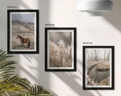 Stenska galerija slik konji v pokrajini s travo in zimskim potokom