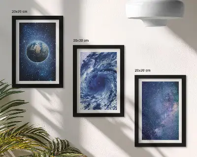Stenska galerija slik motiv zemlje v vesolju z nevihto in galaksijo zvezd