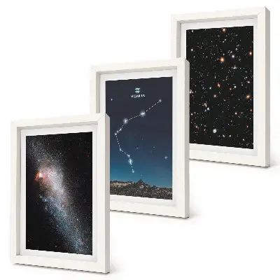 Komplet 3 slik v okvirju galaksija z zodiakalnim znamenjem vodnar