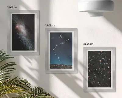Komplet 3 slik v okvirju galaksija z zodiakalnim znamenjem vodnar