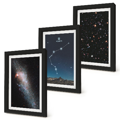 Set 3 slik v okvirju Galaksija vesoljsko zodiakalno znamenje Vodnar