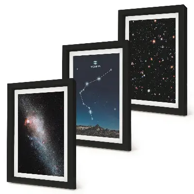 Komplet 3 slik v okvirju galaksija z zodiakalnim znamenjem vodnar