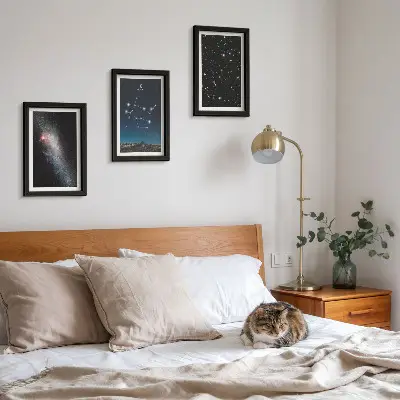 Set 3 slik v okvirju zodiakalno znamenje dvojčkov z motivom vesolja in zvezd