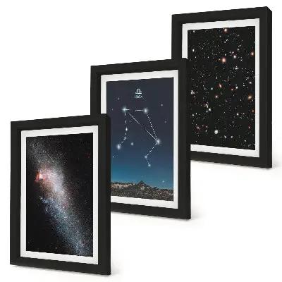 Stenska galerija slik z motivom ozvezdja in vesoljske galaksije tehtnice na nočnem nebu