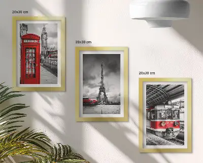 Stenska galerija slik ikonična mesta London in Pariz ter železniški promet