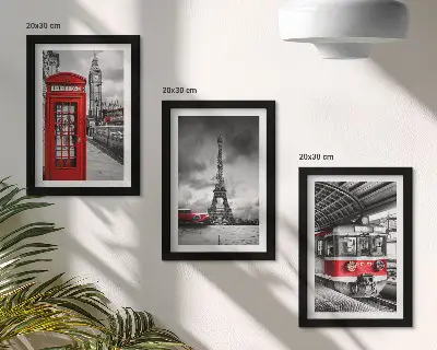 Stenska galerija slik ikonična mesta London in Pariz ter železniški promet