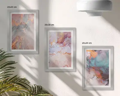Komplet slik v okvirju abstraktni vzorci v pastelnih barvah s poudarki