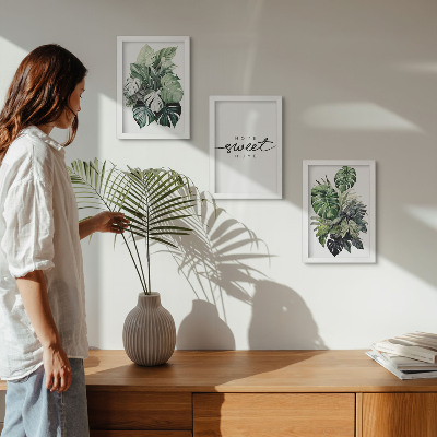 Stenska galerija slik Zelene rastline z napisom Sweet Home