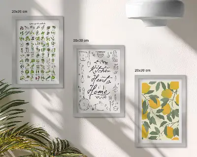 Stenska galerija slik seznam zelišč s kuhinjskim napisom in motivom poslikanih limon