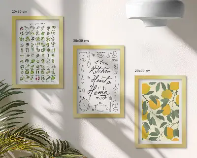Stenska galerija slik seznam zelišč s kuhinjskim napisom in motivom poslikanih limon