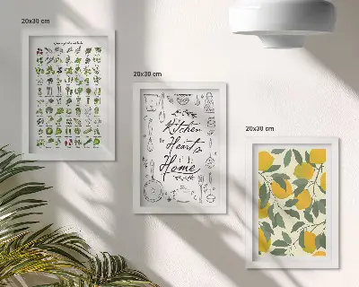 Stenska galerija slik seznam zelišč s kuhinjskim napisom in motivom poslikanih limon
