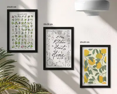 Stenska galerija slik seznam zelišč s kuhinjskim napisom in motivom poslikanih limon