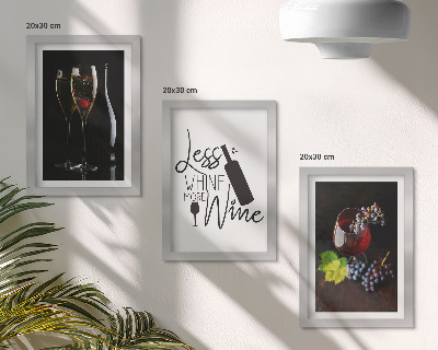Komplet slik v okvirju Kozarci vina z grozdjem in napisom o vinu