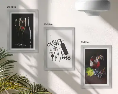 Komplet slik v okvirju kozarec vina z motivom grozdja in napisom
