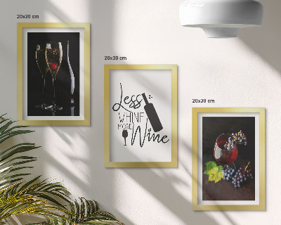 Komplet slik v okvirju Kozarci vina z grozdjem in napisom o vinu