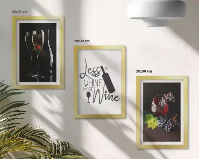 Komplet slik v okvirju kozarec vina z motivom grozdja in napisom