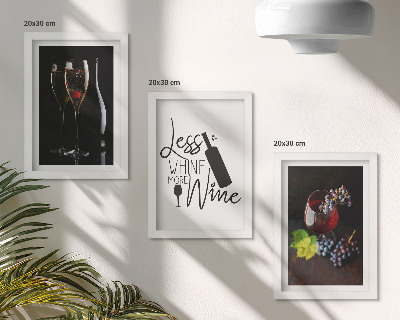 Komplet slik v okvirju Kozarci vina z grozdjem in napisom o vinu
