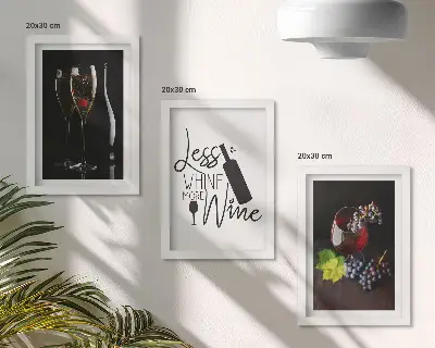 Komplet slik v okvirju kozarec vina z motivom grozdja in napisom