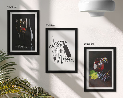 Komplet slik v okvirju Kozarci vina z grozdjem in napisom o vinu