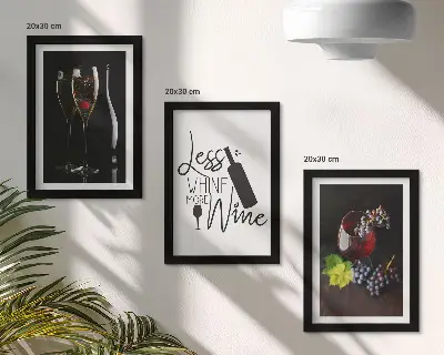 Komplet slik v okvirju kozarec vina z motivom grozdja in napisom