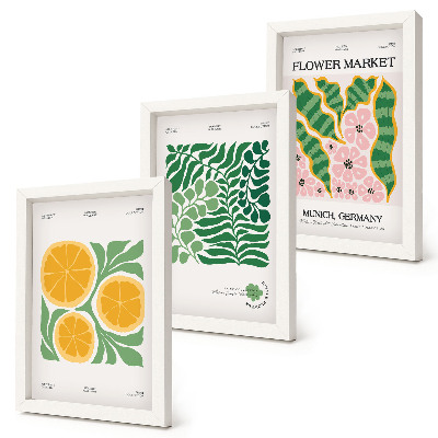Stenska galerija slik Motivi sadja in rastlin v pastelnih barvah na plakatih