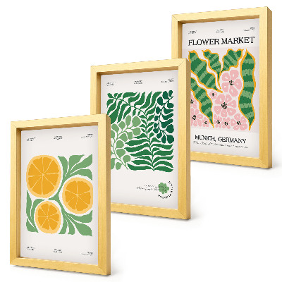 Stenska galerija slik Motivi sadja in rastlin v pastelnih barvah na plakatih