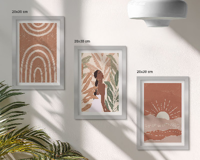 Komplet slik v okvirju Boho abstraktne oblike in ilustracije
