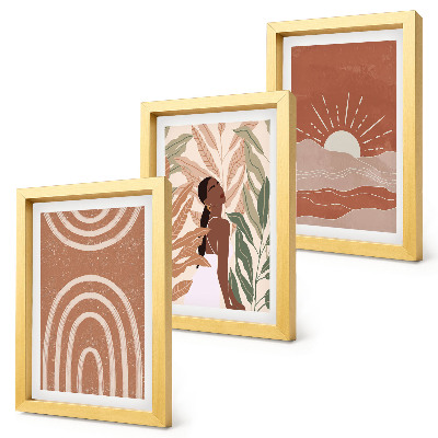 Komplet slik v okvirju Boho abstraktne oblike in ilustracije