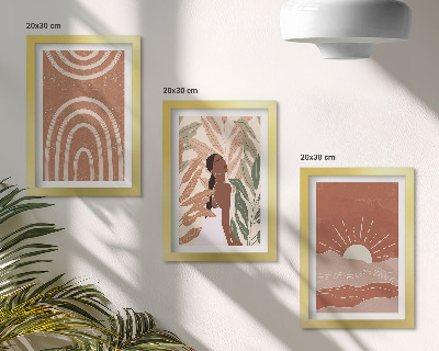 Komplet slik v okvirju Boho abstraktne oblike in ilustracije