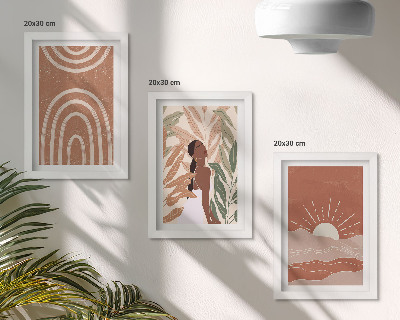 Komplet slik v okvirju Boho abstraktne oblike in ilustracije