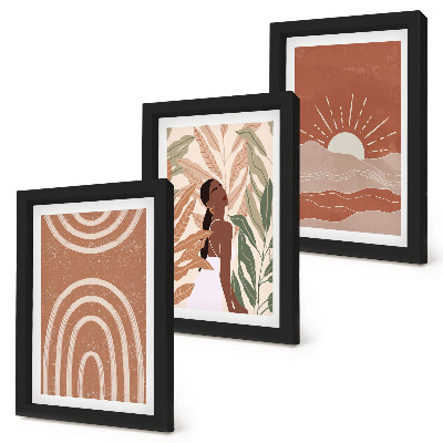 Komplet slik v okvirju Boho abstraktne oblike in ilustracije