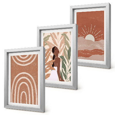 Komplet slik v okvirju Boho abstraktne oblike in ilustracije