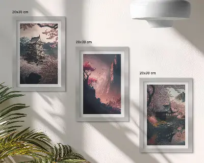 Stenska galerija slik fantazijske japonske gorske pokrajine