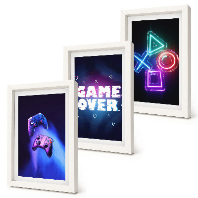 Set 3 slik v okvirju Igralne plošče z ikonami Game Over