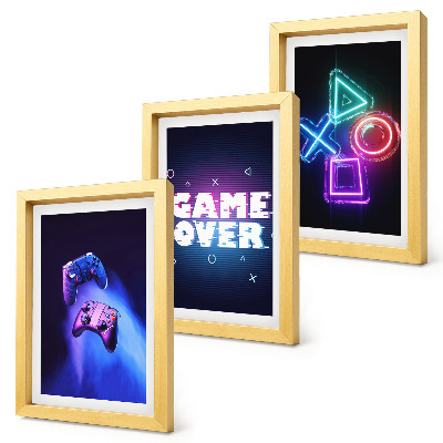 Set 3 slik v okvirju Igralne plošče z ikonami Game Over