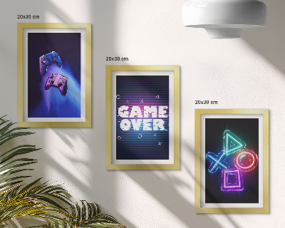 Set 3 slik v okvirju Igralne plošče z ikonami Game Over