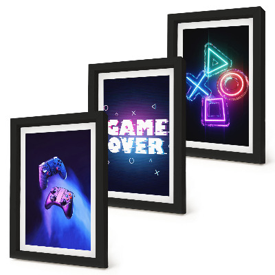 Set 3 slik v okvirju Igralne plošče z ikonami Game Over