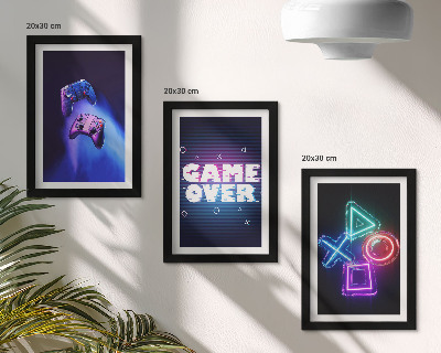 Set 3 slik v okvirju Igralne plošče z ikonami Game Over