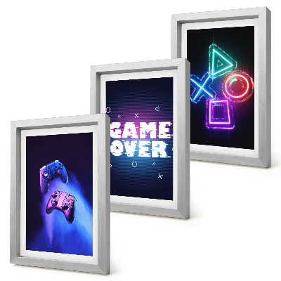 Set 3 slik v okvirju Igralne plošče z ikonami Game Over