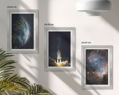 Set 3 slik v okvirju vesolje Zemlja raketa galaksija nebo zvezde
