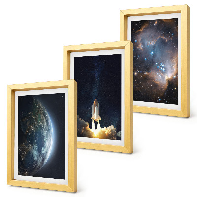 Set 3 slik v okvirju vesolje Zemlja raketa galaksija nebo zvezde