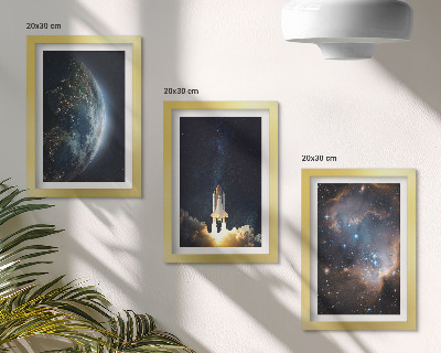 Set 3 slik v okvirju vesolje Zemlja raketa galaksija nebo zvezde