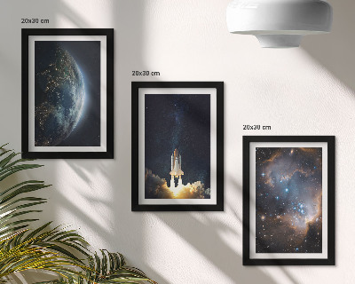 Set 3 slik v okvirju vesolje Zemlja raketa galaksija nebo zvezde