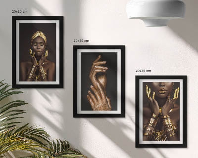 Set 3 slik v okvirju Elegantni portreti afriške ženske