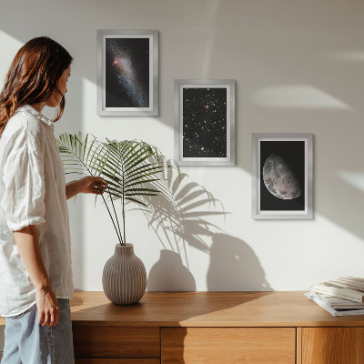 Stenska galerija slik Zvezde vesoljske galaksije in polna luna