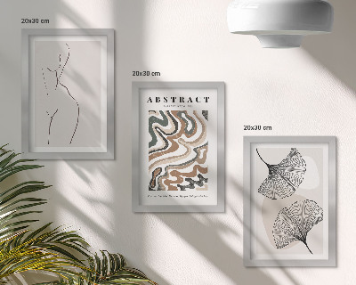 Komplet slik v okvirju Abstraktni plakat ženstvenih oblik, listi v boemskem slogu