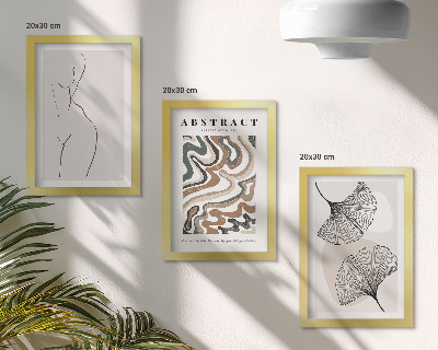 Komplet slik v okvirju Abstraktni plakat ženstvenih oblik, listi v boemskem slogu
